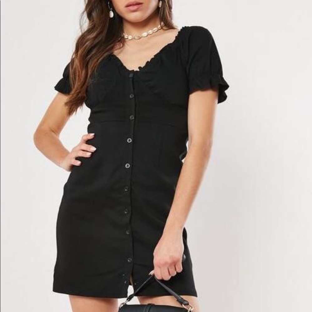Missguided Black Milkmaid Mini Dress